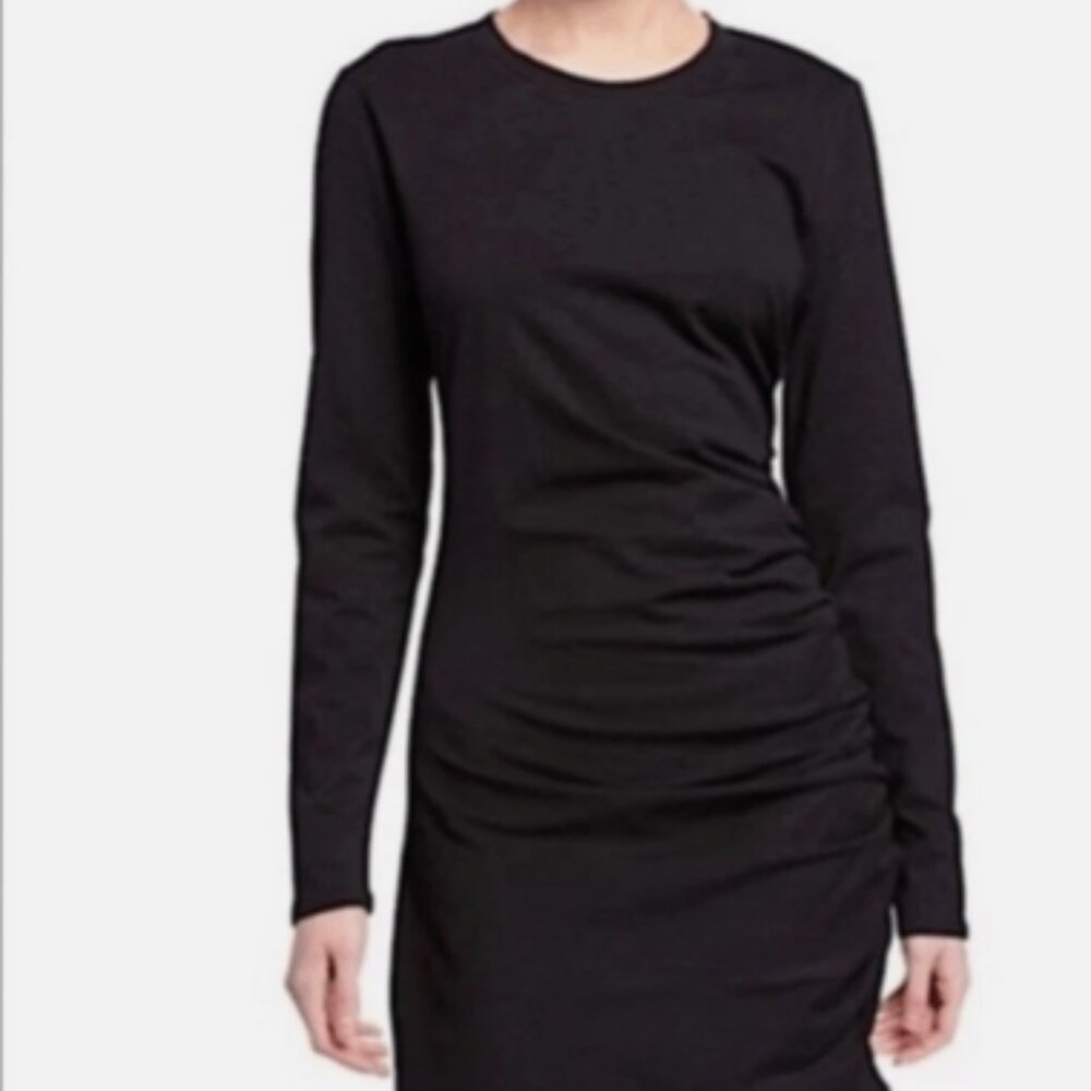 Veronica Beard Jeans Black Ruched Jersey Midi Dress